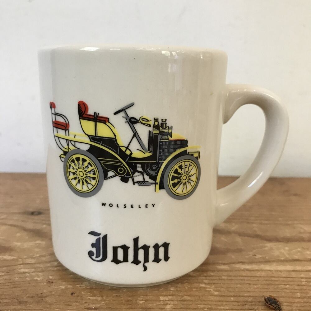 Vintage Wolseley Automobile Horseless Carriage Antique Car John Name Coffee Mug